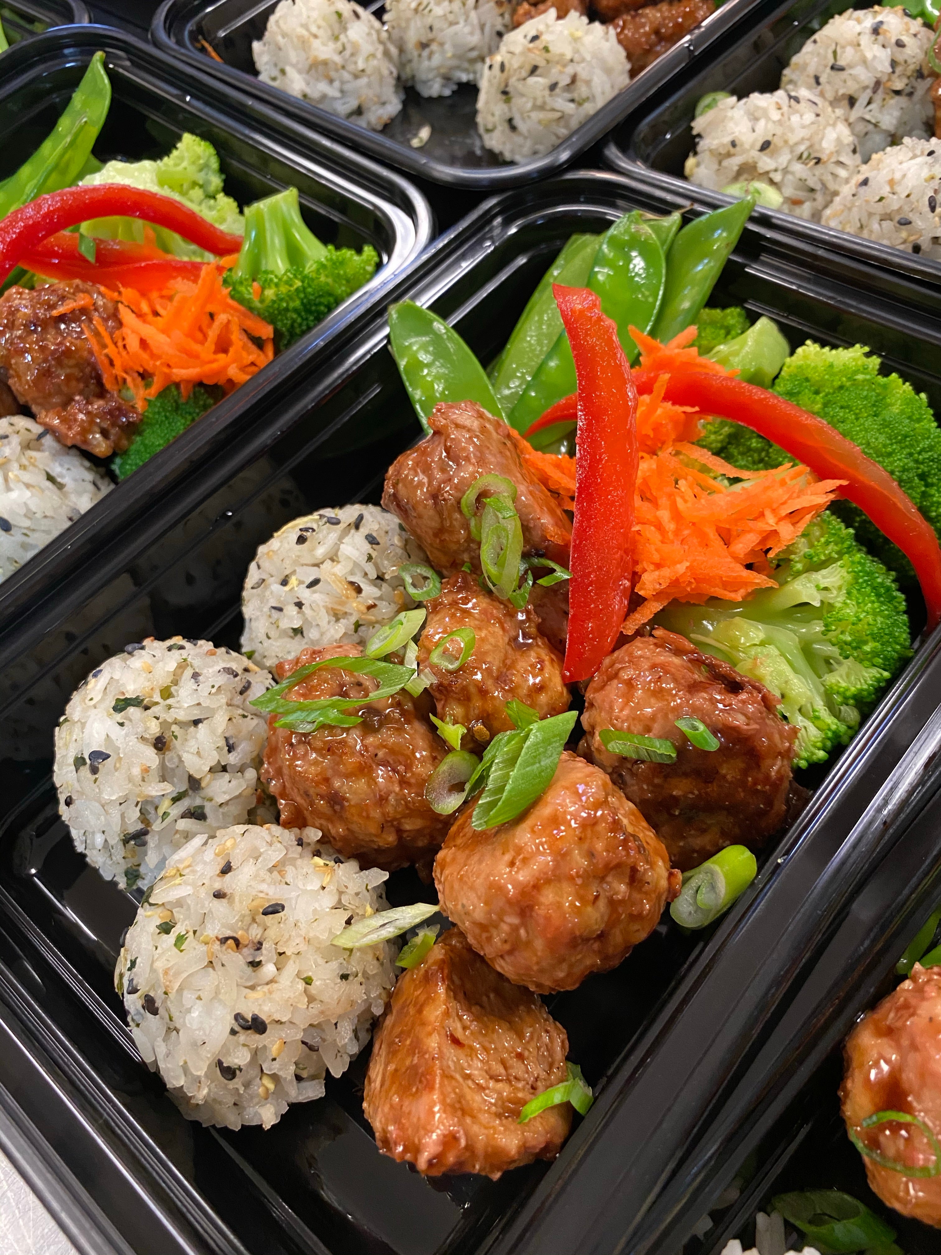 Korean BBQ Meatballs & Rice Balls