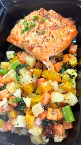 Grilled Salmon & Root Veggies